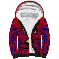 (Custom Personalised) Papua New Guinea Sherpa Hoodie Central Province Mix Coat Of Arms Polynesian Art LT14 Unisex Red - Polynesian Pride