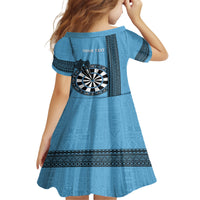 Personalised Fiji Darts Family Matching Tank Maxi Dress and Hawaiian Shirt Fijian Tapa Pattern - Blue LT14 - Polynesian Pride