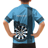 Personalised Fiji Darts Kid Hawaiian Shirt Fijian Tapa Pattern - Blue LT14 - Polynesian Pride