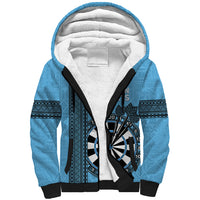 Personalised Fiji Darts Sherpa Hoodie Fijian Tapa Pattern - Blue LT14 Unisex Blue - Polynesian Pride