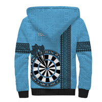 Personalised Fiji Darts Sherpa Hoodie Fijian Tapa Pattern - Blue