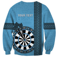Personalised Fiji Darts Sweatshirt Fijian Tapa Pattern - Blue