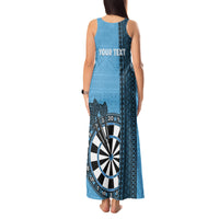 Personalised Fiji Darts Tank Maxi Dress Fijian Tapa Pattern - Blue LT14 - Polynesian Pride