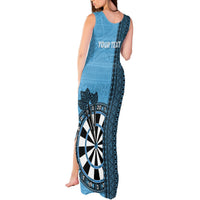 Personalised Fiji Darts Tank Maxi Dress Fijian Tapa Pattern - Blue LT14 - Polynesian Pride