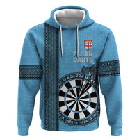 Personalised Fiji Darts Zip Hoodie Fijian Tapa Pattern - Blue