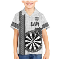 Personalised Fiji Darts Family Matching Mermaid Dress and Hawaiian Shirt Fijian Tapa Pattern - White