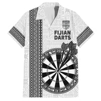 Personalised Fiji Darts Family Matching Off Shoulder Maxi Dress and Hawaiian Shirt Fijian Tapa Pattern - White