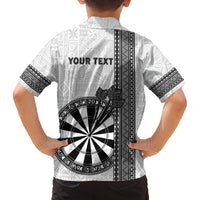 Personalised Fiji Darts Family Matching Tank Maxi Dress and Hawaiian Shirt Fijian Tapa Pattern - White