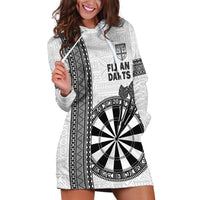 Personalised Fiji Darts Hoodie Dress Fijian Tapa Pattern - White LT14 White - Polynesian Pride