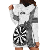 Personalised Fiji Darts Hoodie Dress Fijian Tapa Pattern - White LT14 - Polynesian Pride