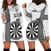 Personalised Fiji Darts Hoodie Dress Fijian Tapa Pattern - White LT14 - Polynesian Pride