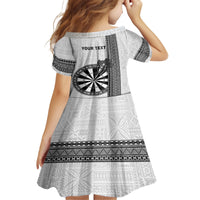 Personalised Fiji Darts Kid Short Sleeve Dress Fijian Tapa Pattern - White