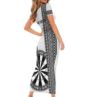 Personalised Fiji Darts Short Sleeve Bodycon Dress Fijian Tapa Pattern - White LT14 - Polynesian Pride