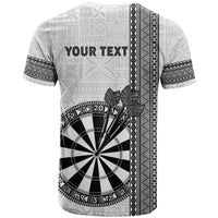 Personalised Fiji Darts T Shirt Fijian Tapa Pattern - White