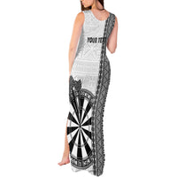 Personalised Fiji Darts Tank Maxi Dress Fijian Tapa Pattern - White LT14 - Polynesian Pride