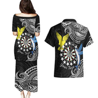 Personalised Cook Islands Darts Couples Matching Puletasi and Hawaiian Shirt Kuki Airani Tribal Pattern LT14 - Polynesian Pride