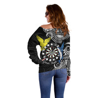Personalised Cook Islands Darts Off Shoulder Sweater Kuki Airani Tribal Pattern