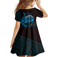 Aloha Hawaii Darts Family Matching Off Shoulder Short Dress and Hawaiian Shirt Dart Board With Polynesian Shark - Blue LT14 - Polynesian Pride