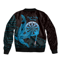 Aloha Hawaii Darts Sleeve Zip Bomber Jacket Dart Board With Polynesian Shark - Blue LT14 - Polynesian Pride
