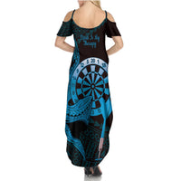 Aloha Hawaii Darts Summer Maxi Dress Dart Board With Polynesian Shark - Blue LT14 - Polynesian Pride