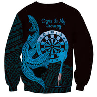 Aloha Hawaii Darts Sweatshirt Dart Board With Polynesian Shark - Blue LT14 - Polynesian Pride