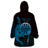 Aloha Hawaii Darts Wearable Blanket Hoodie Dart Board With Polynesian Shark - Blue LT14 - Polynesian Pride