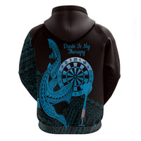 Aloha Hawaii Darts Zip Hoodie Dart Board With Polynesian Shark - Blue