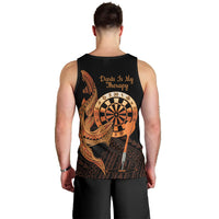 Aloha Hawaii Darts Men Tank Top Dart Board With Polynesian Shark - Gold LT14 - Polynesian Pride