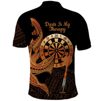Aloha Hawaii Darts Polo Shirt Dart Board With Polynesian Shark - Gold