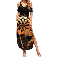 Aloha Hawaii Darts Summer Maxi Dress Dart Board With Polynesian Shark - Gold LT14 Women Gold - Polynesian Pride