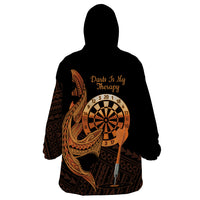 Aloha Hawaii Darts Wearable Blanket Hoodie Dart Board With Polynesian Shark - Gold LT14 - Polynesian Pride