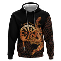 Aloha Hawaii Darts Zip Hoodie Dart Board With Polynesian Shark - Gold