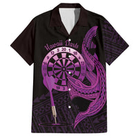 Aloha Hawaii Darts Family Matching Tank Maxi Dress and Hawaiian Shirt Dart Board With Polynesian Shark - Purple