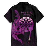 Aloha Hawaii Darts Family Matching Tank Maxi Dress and Hawaiian Shirt Dart Board With Polynesian Shark - Purple