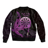 Aloha Hawaii Darts Sleeve Zip Bomber Jacket Dart Board With Polynesian Shark - Purple LT14 - Polynesian Pride