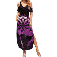 Aloha Hawaii Darts Summer Maxi Dress Dart Board With Polynesian Shark - Purple LT14 Women Purple - Polynesian Pride