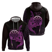 Aloha Hawaii Darts Zip Hoodie Dart Board With Polynesian Shark - Purple