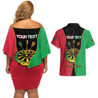Personalised Vanuatu Darts Couples Matching Off Shoulder Short Dress and Hawaiian Shirt Happiness Is A Tight Threesome Sand Drawing Art LT14 - Polynesian Pride