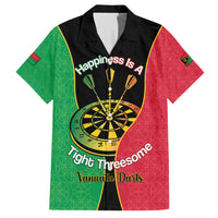 Personalised Vanuatu Darts Family Matching Short Sleeve Bodycon Dress and Hawaiian Shirt Happiness Is A Tight Threesome Sand Drawing Art