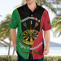 Personalised Vanuatu Darts Hawaiian Shirt Happiness Is A Tight Threesome Sand Drawing Art LT14 - Polynesian Pride