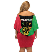 Personalised Vanuatu Darts Off Shoulder Short Dress Happiness Is A Tight Threesome Sand Drawing Art LT14 - Polynesian Pride