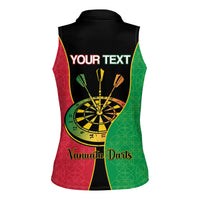 Personalised Vanuatu Darts Women Sleeveless Polo Shirt Happiness Is A Tight Threesome Sand Drawing Art