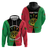 Personalised Vanuatu Darts Zip Hoodie Happiness Is A Tight Threesome Sand Drawing Art