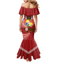 Tonga Darts Family Matching Mermaid Dress and Hawaiian Shirt Tongan Ngatu Pattern