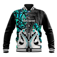 Personalised New Zealand Baseball Jacket Te Manaia Mangopare Maori And Fern Turquoise Style LT14 Unisex Turquoise - Polynesian Pride