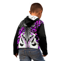 Personalised New Zealand Kid Hoodie Te Manaia Mangopare Maori And Fern Purple Style LT14 - Polynesian Pride