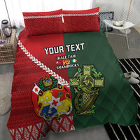 Custom Tonga And Ireland Rugby Bedding Set Ikale Tahi With Shamrocks LT14 - Polynesian Pride