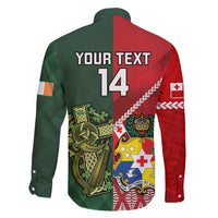 Custom Tonga And Ireland Rugby Family Matching Long Sleeve Bodycon Dress and Hawaiian Shirt Ikale Tahi With Shamrocks LT14 - Polynesian Pride