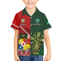 Custom Tonga And Ireland Rugby Hawaiian Shirt Ikale Tahi With Shamrocks LT14 - Polynesian Pride