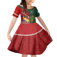 Custom Tonga And Ireland Rugby Kid Short Sleeve Dress Ikale Tahi With Shamrocks LT14 KID Red - Polynesian Pride